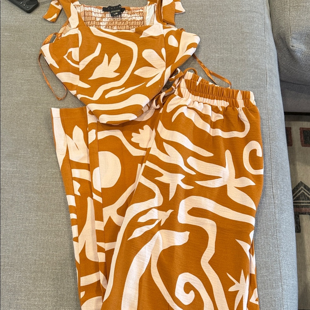 Tulle Orange and White Patterned Set